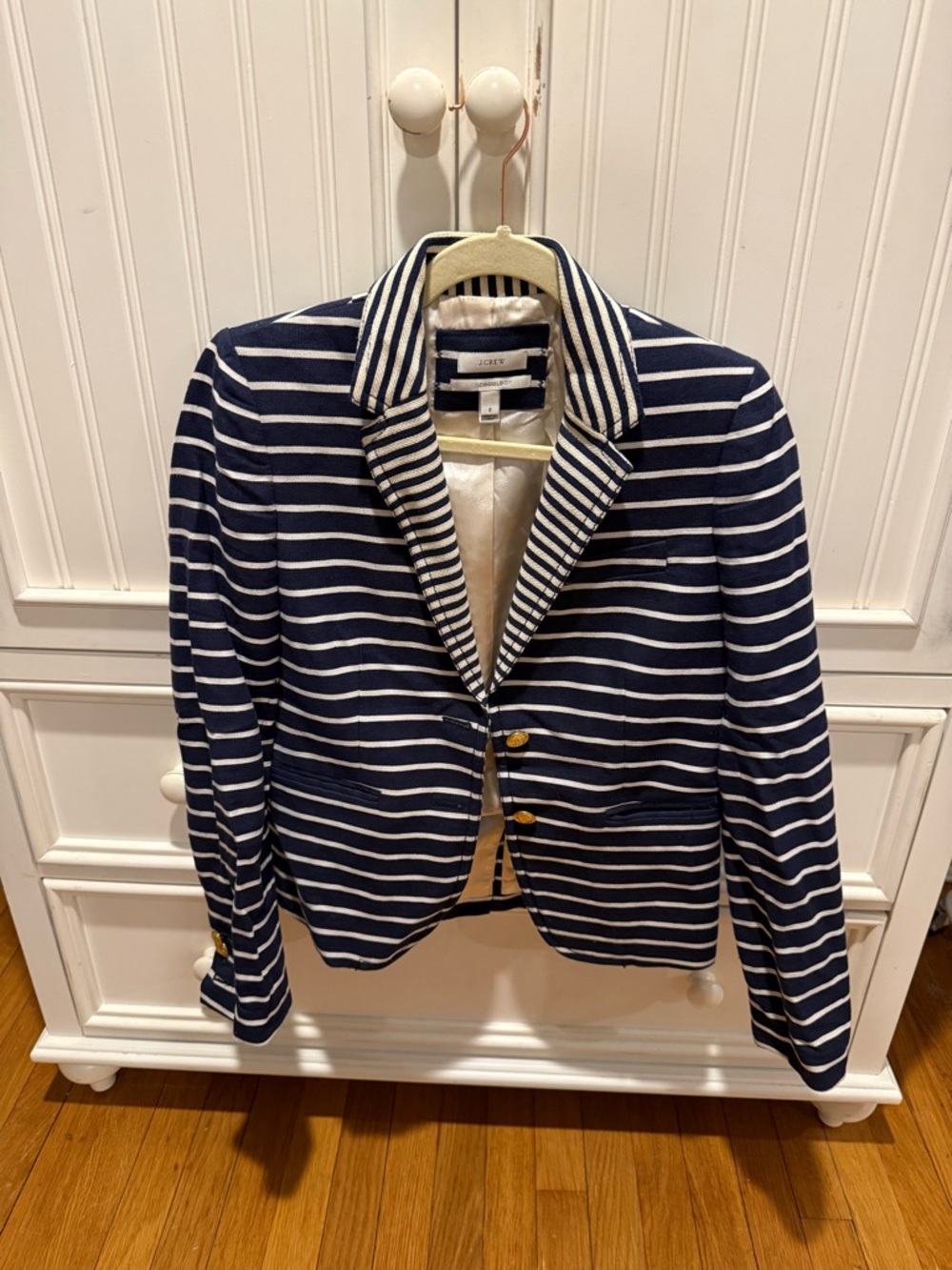 J. Crew Navy and White Striped Blazer